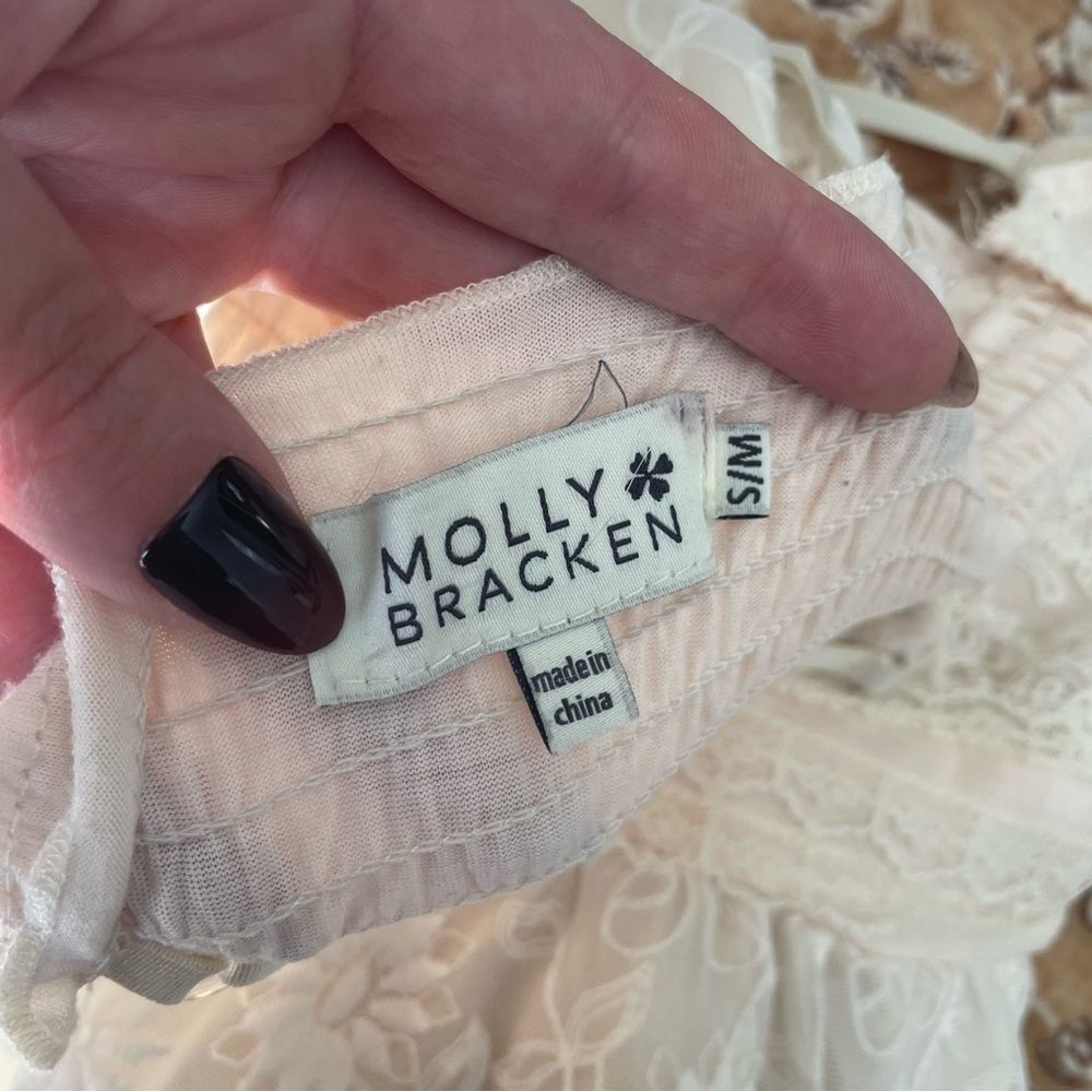 MOLLY BRACKEN Cream Lace Mesh Maxi Dress - Picture 8 of 9